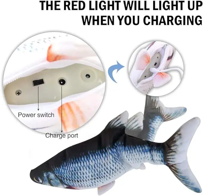 Non-stop Electric Floppy Fish Toy – USB Wiggle Plush