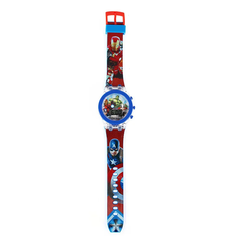 Flash Light Spiderman Kids Watch - Cartoon Character Timepiece