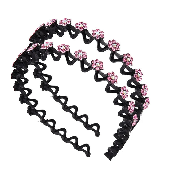 New Non-slip Rhinestone Headbands Solid Wave Hairbands for Women Girls Bezel Fashion Hair Hoop Ladies Boutique Hair Accessories