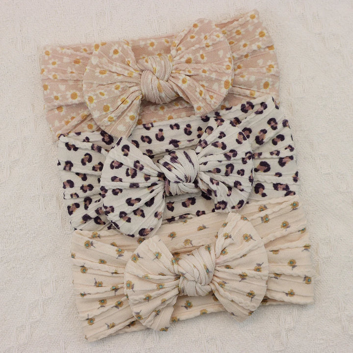 Knit Bows Baby Headbands – Elastic Nylon Set