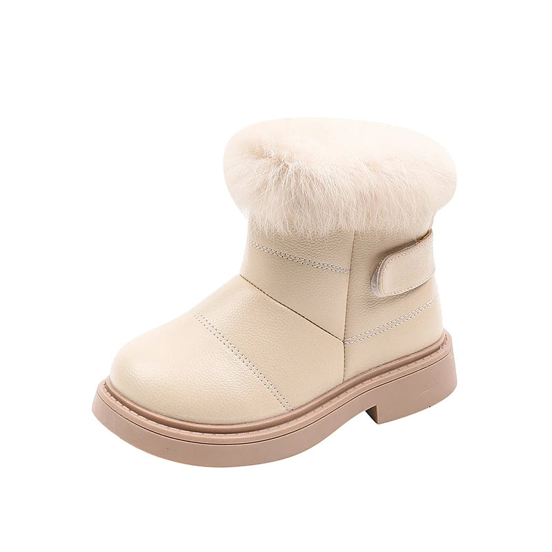 Solid Color Casual Boots – Plush Winter Kids' Shoes