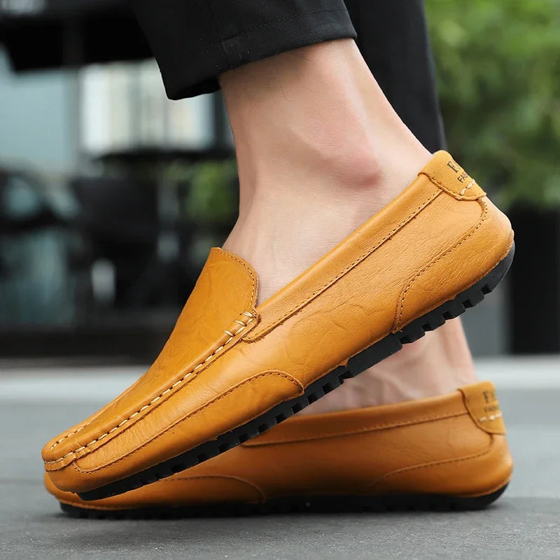 Genuine Leather Breathable Mocasines Casual Loafers Leather Shoes For Men Slip On Formal Italian Driving Flat Chaussure Homme