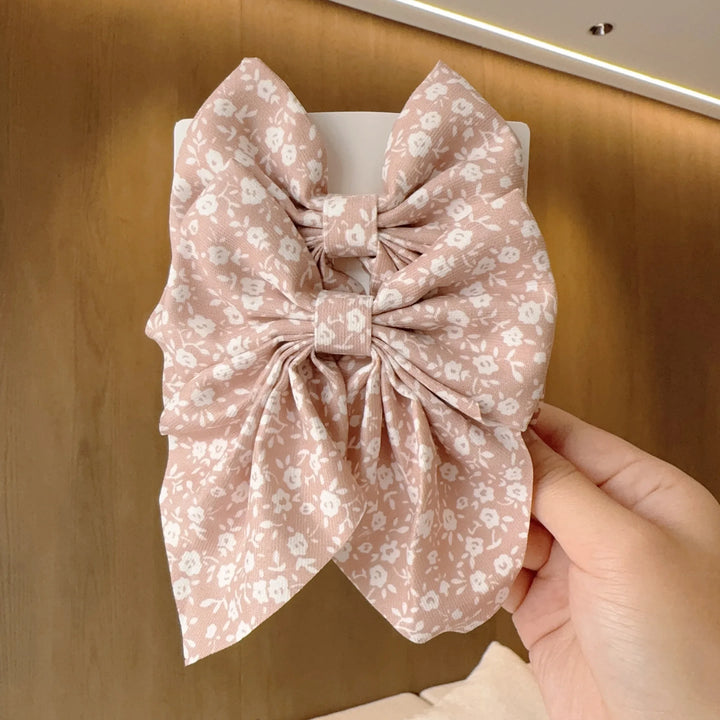 Floral Bow Hair Clips – Girls' Cute Headwear