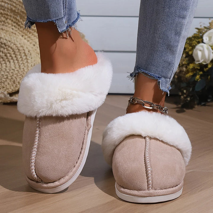 Winter Warm Fur Slippers – Women's Fluffy Home Slides