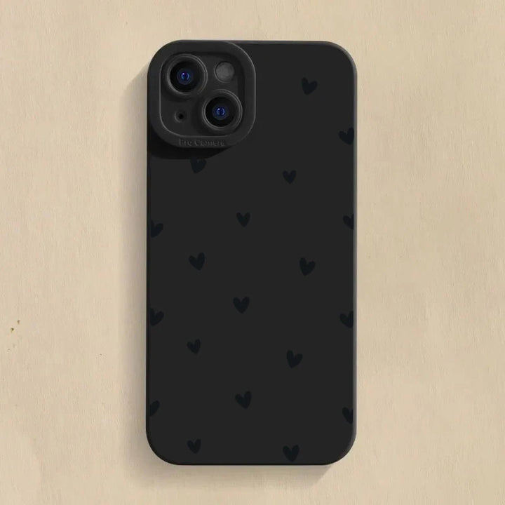 Black Love Heart Phone Case For iPhone 16 14 15 13 12 11 Pro Max X XR XS 7 8 15 16 Plus SE 2020 Shockproof Silicone Soft Cover