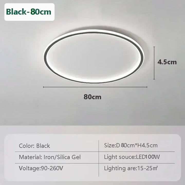 Household LED Ceiling Light 23/30/50/80CM Bedroom Living Room Study Room Super Slim Black White Gold Home Decor Lighting Fixture