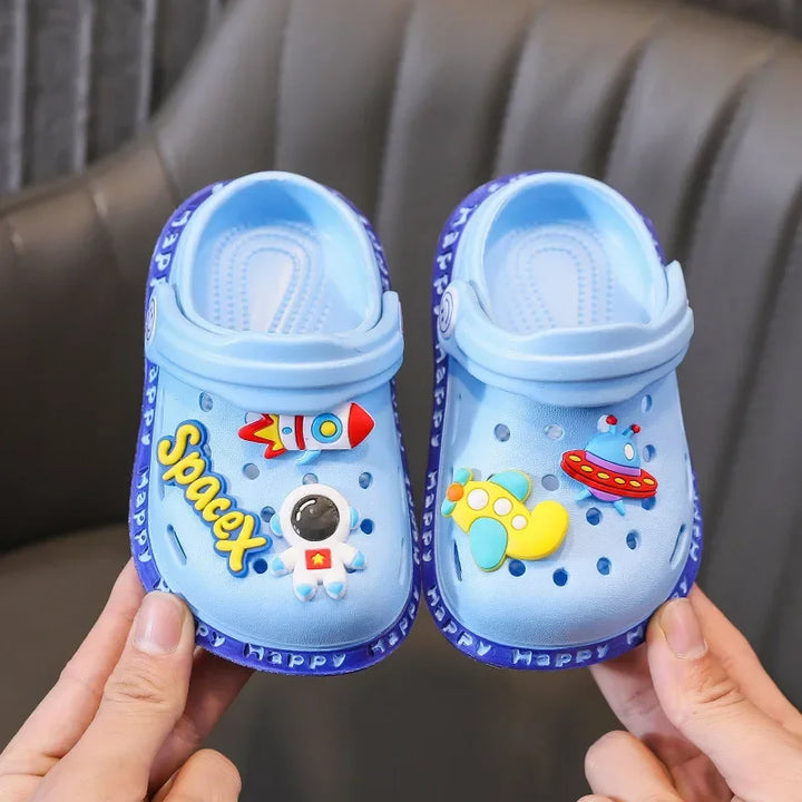 Kids Sandals Hole Children's Shoes Slippers Soft Anti-Skid Cartoon DIY Design Hole Baby Shoes Sandy Beach For Boys Girls