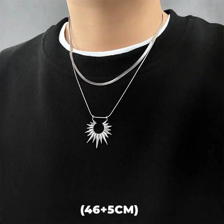 Hip Hop Zircon Star Double Layer Necklace For Men Women Trend Charm Titanium Steel Pendant Chain Unisex Jewelry Wholesale