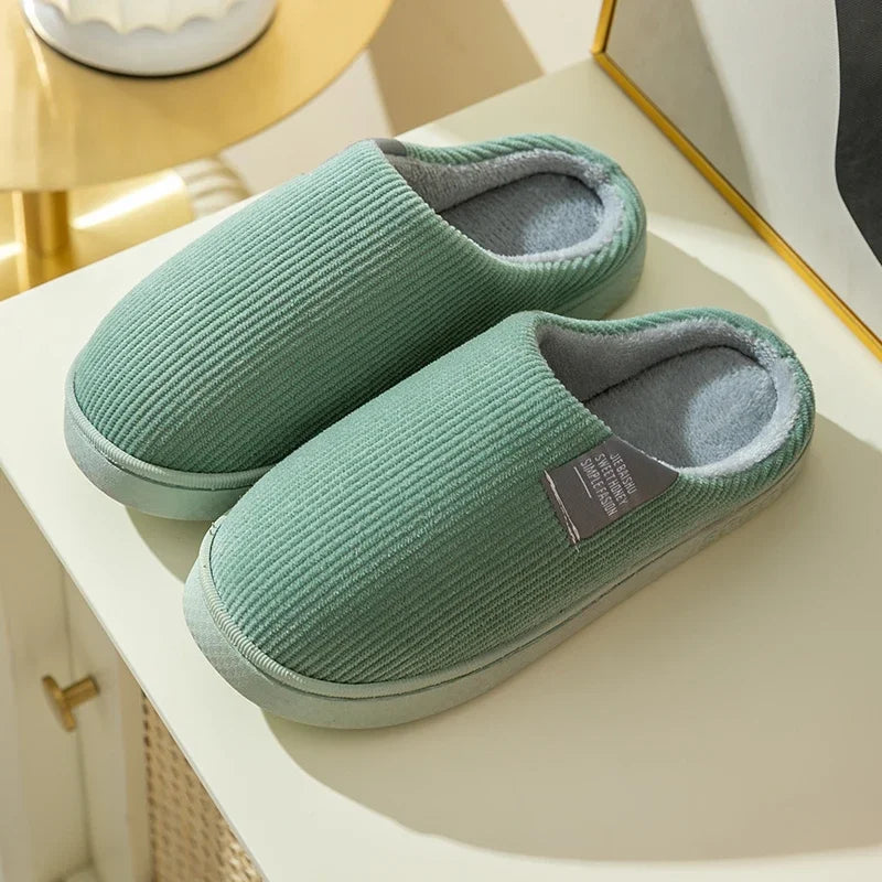 Thick Sole Home Indoor Outside Men And Women Couples Winter Household Warm Fluffy Slippers High Heels Plush Cotton Shoes Ladies