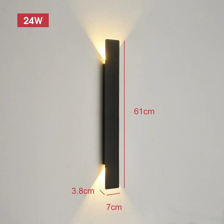 Outdoor Waterproof Wall Lamps Strip Aluminum Wall Lights 18W LED Black Wall Lamp Bedroom Exterior Outdoor Lighting Fixtures