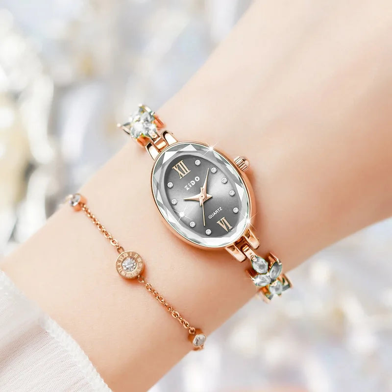 UTHAI V22 Women's Watches Light Luxury Diamond Inlaid Female Watch Waterproof Oval Ladies Fashion Quartz Bracelet Wristwatch