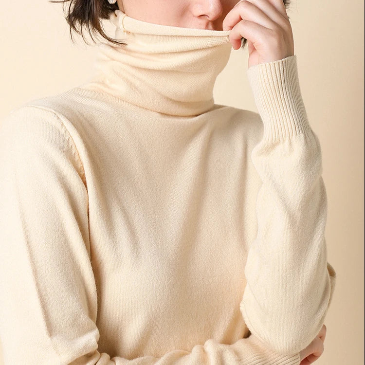 Women's Turtleneck Sweater – Pink/White Pullovers