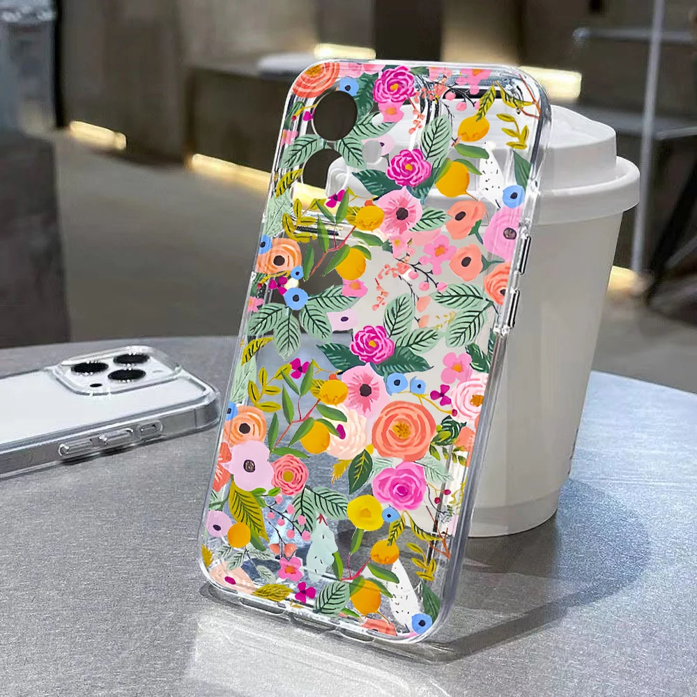 Flower Clear Case For Samsung A55 A54 5G A15 A53 A52 A33 A34 A35 A25 A32 A14 A71 A72 S23 Plus S22 S21 S20 FE Soft Silicone Cover