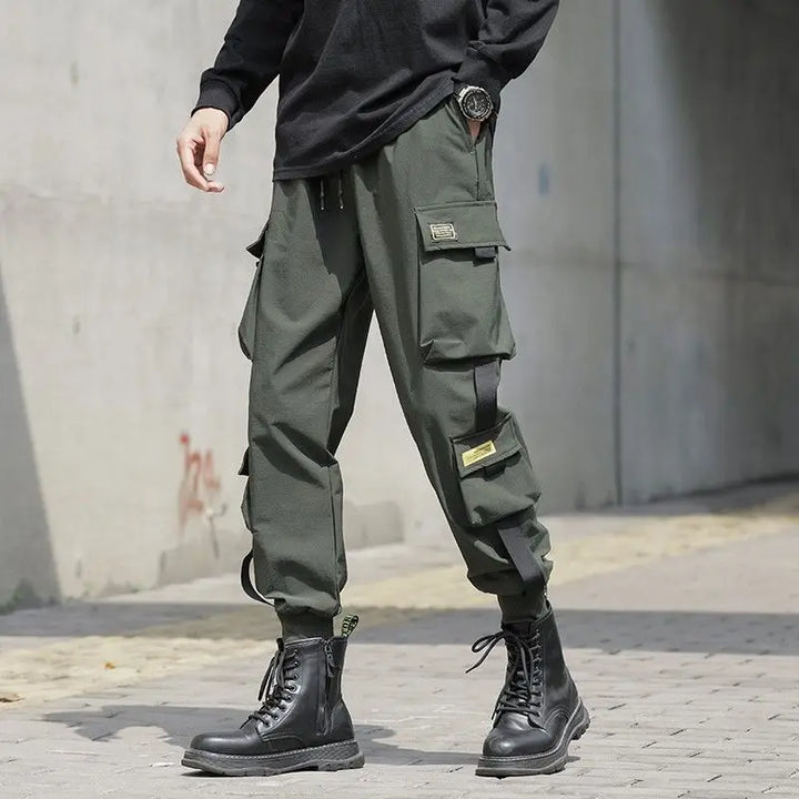 Fashion Casual Specific Character Cargo Pants Man New Classic Waist Drawcord Loose All-match Youth Male Trousers