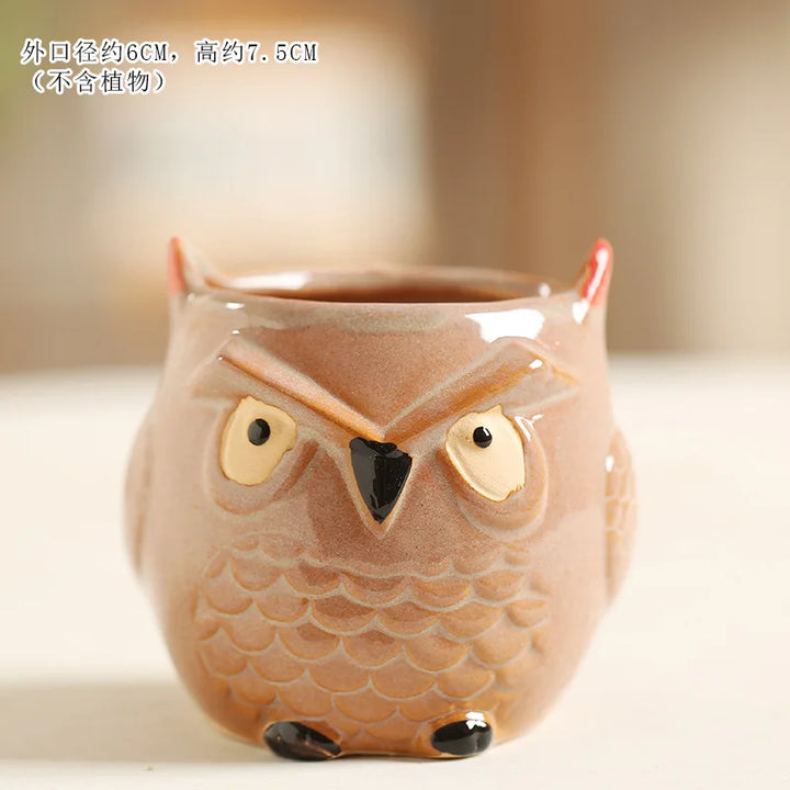 Cute Owl Ceramic Planter