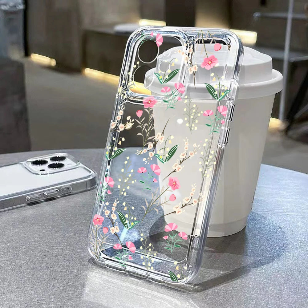 Flower Clear Case For Samsung A55 A54 5G A15 A53 A52 A33 A34 A35 A25 A32 A14 A71 A72 S23 Plus S22 S21 S20 FE Soft Silicone Cover