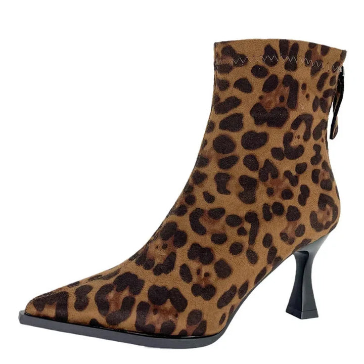 Leopard Print Women Ankle Boots Fashion Elegant Dancing Party Prom Shoes High Heel Women's Modern Short Booties