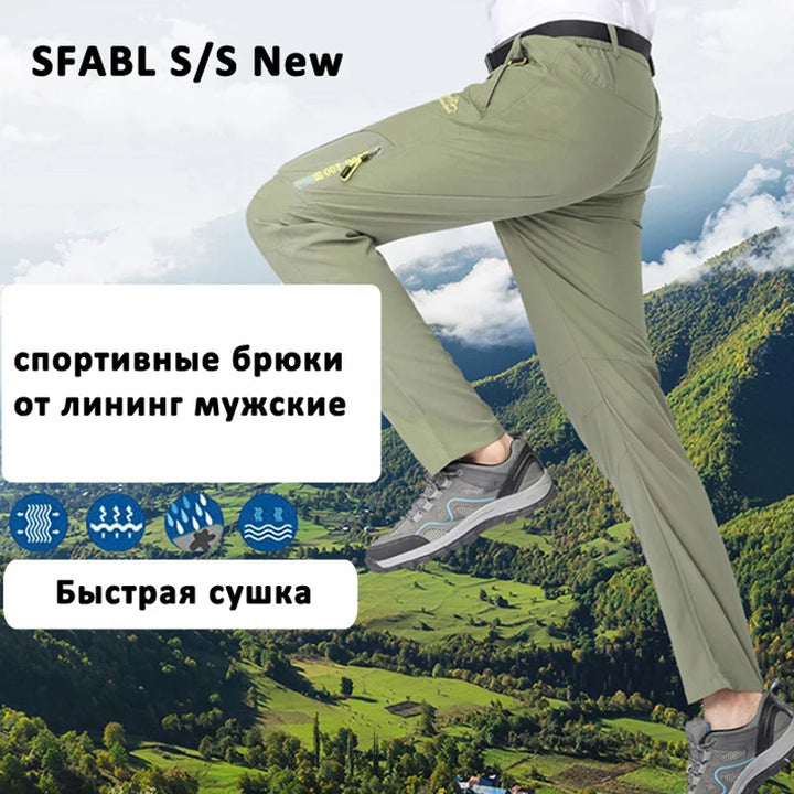 L-5XL Summer Men's Outdoor Hiking Pants Lightweight Quick Dry Fishing Jogging Camping Pants Men Travel Trousers Zipper Pockets