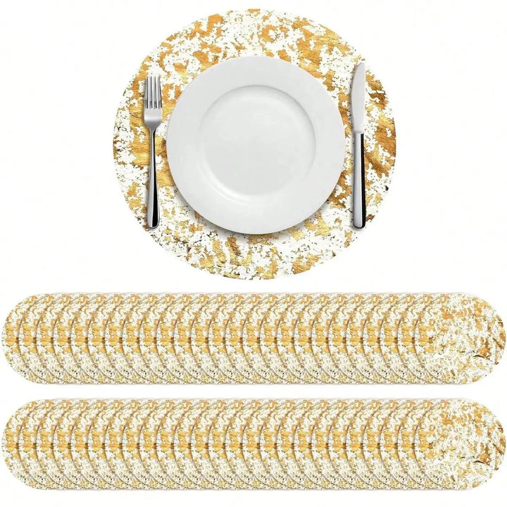 Gold Foil Round Placemats Set