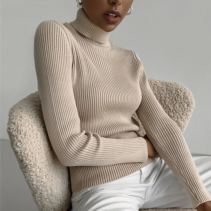 Mock Neck Ribbed Sweater