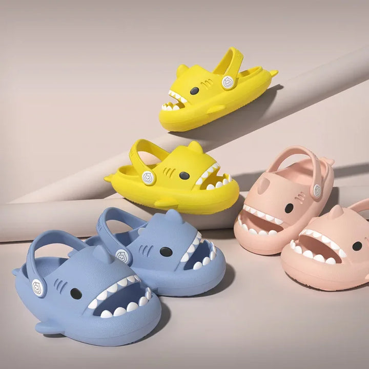 Three-dimensional Children's Shark Hole  Shoes Summer Home Baby Non Slip Platform Sandals Cute Cartoon Soft Sole Kids Slippe