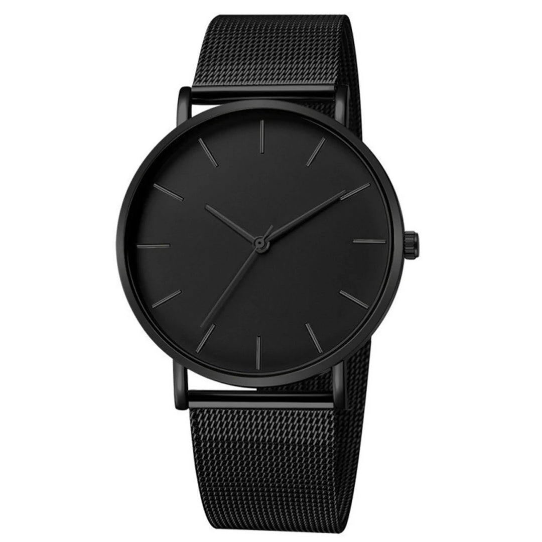 Fashion Leisure Simple Ultra Thin Men Women Creative Black Stainless Steel Quartz Watches Men Business Male Wristwatch Clock