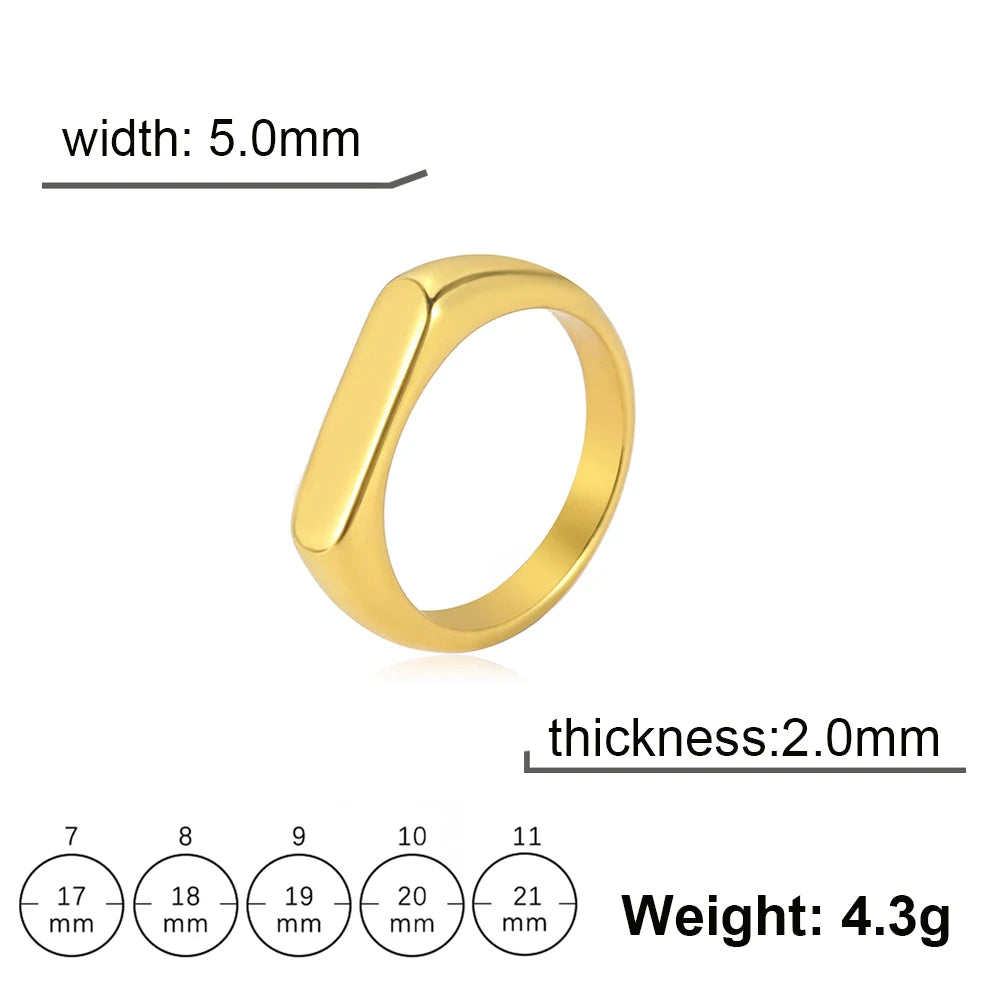 Skyrim Stainless Steel Signet Rings for Men Women Minimalist 5MM Wide Finger Rings 2025 Trend Wedding Couple Jewelry Gift Hot