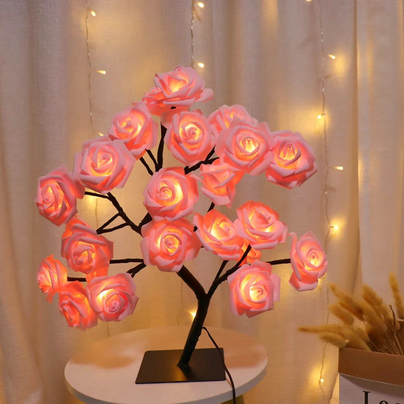 Rose Tree Lamp, USB Powered LED Light Flower Night Light for Home Decoration Outdoor Parties Weddings Gift