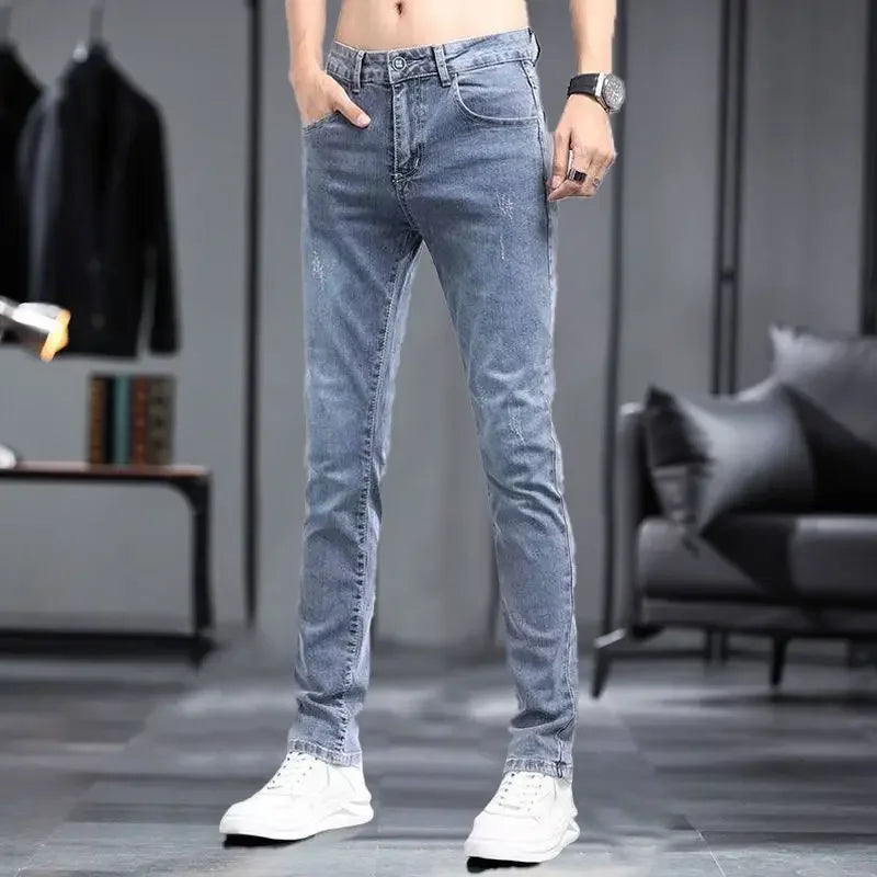 New 2023 Korean Street Harajuku Stretch Denim Jeans S Clothing Luxury Italian Embroidery BlueLuxury Clothing for Men Cool Pants