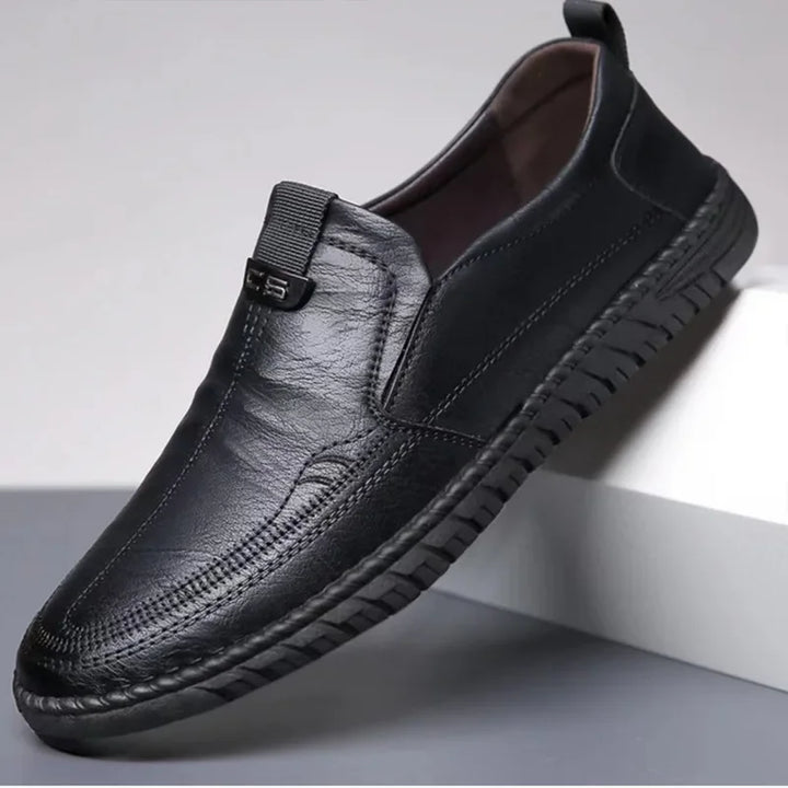 Men Shoes Genuine Leather Slip on Casual Flats Breathable Non Slip Driving Loafers Comfortable Walking