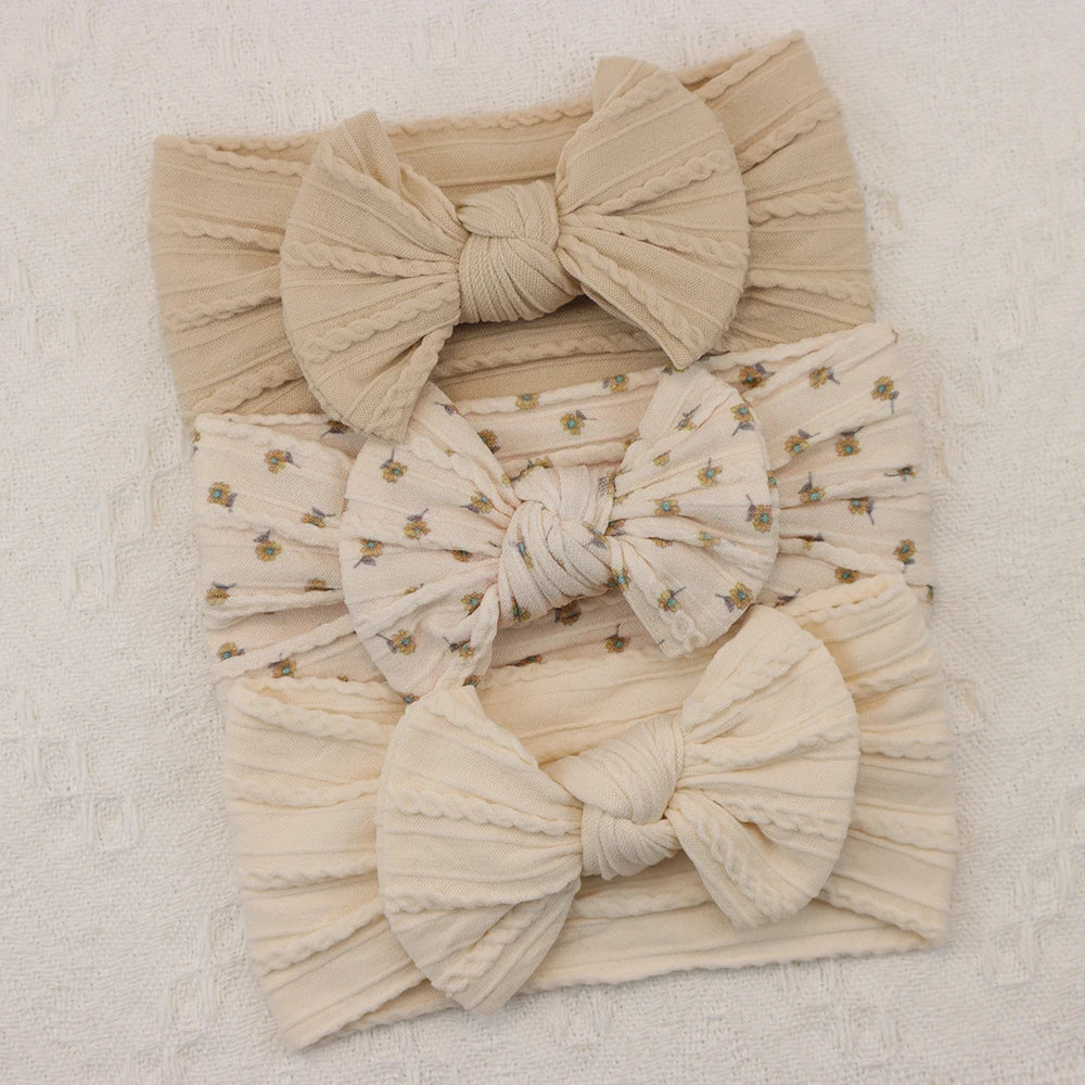 Knit Bows Baby Headbands – Elastic Nylon Set