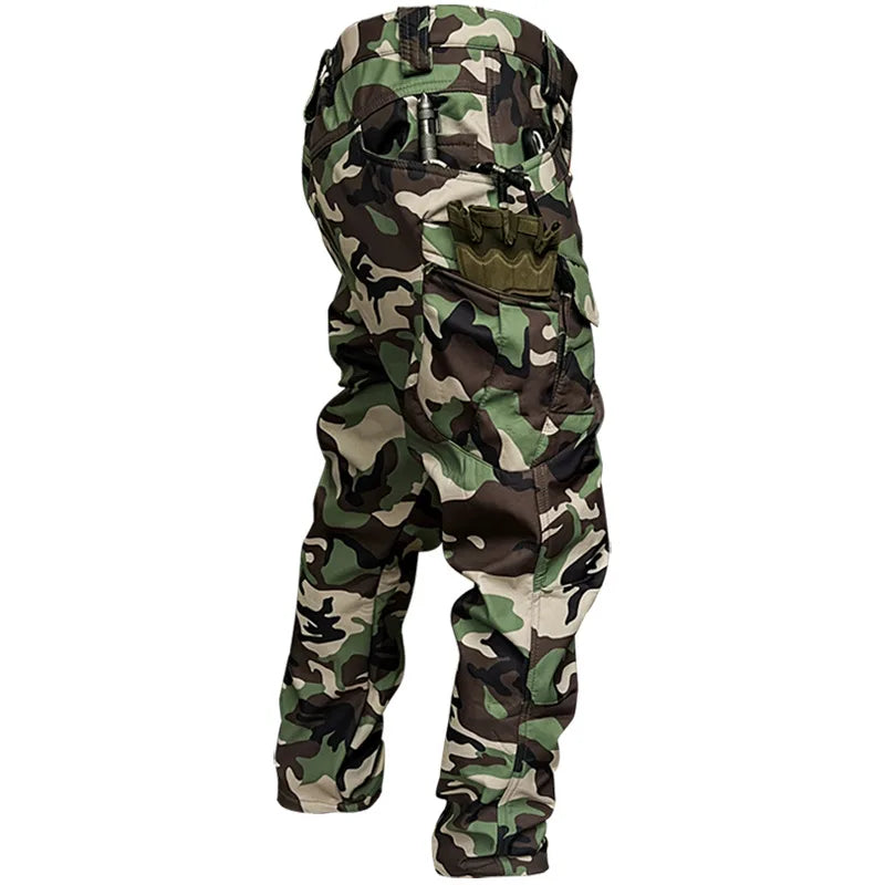 Mens Oversized Fleece Pant For Winter Tactical Joggers Outdoor Camping Ripstop Cargo Pants Working Clothing Hiking Camo Trousers