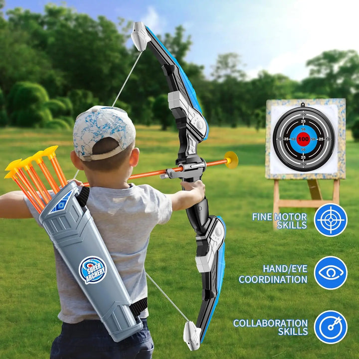 LED Light Up Kids Bow & Arrow Set with Target & Quiver