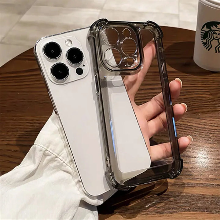 Luxury Shockproof Clear Phone Case For iPhone 16 15 14 13 12 11 Pro Max 14 15 Plus Silicone Bumper Transparent Hard Back Cover