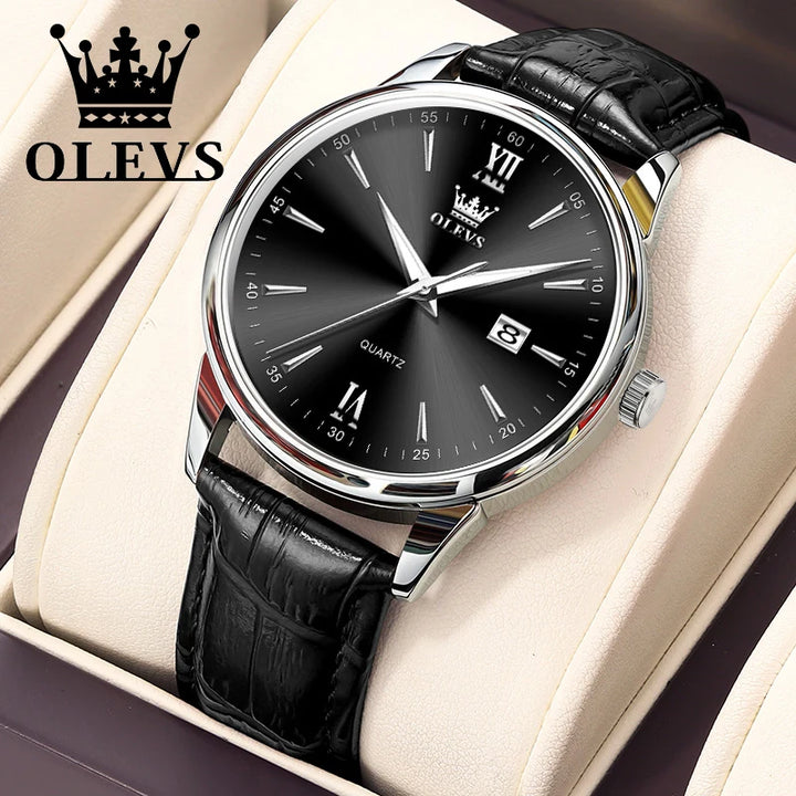 OLEVS High Quality Luxury Quartz Men Watch Original Leather Strap Waterproof Fashion Watches for Men Classic Men's Wrist Watches