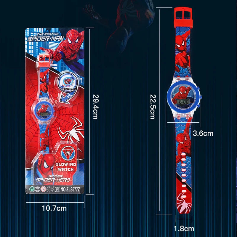 Flash Light Spiderman Kids Watch - Cartoon Character Timepiece