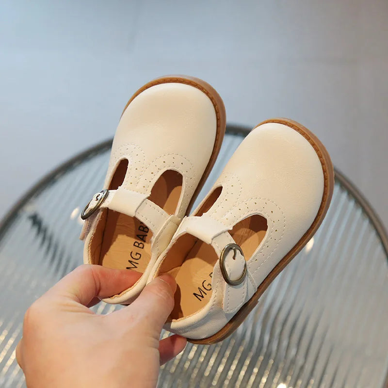 Kids T Strap Leather Shoes Girls Princess Shoes Boys Breathable Flats Mary Janes Black Brown Child Baby Toddlers Spring Autumn