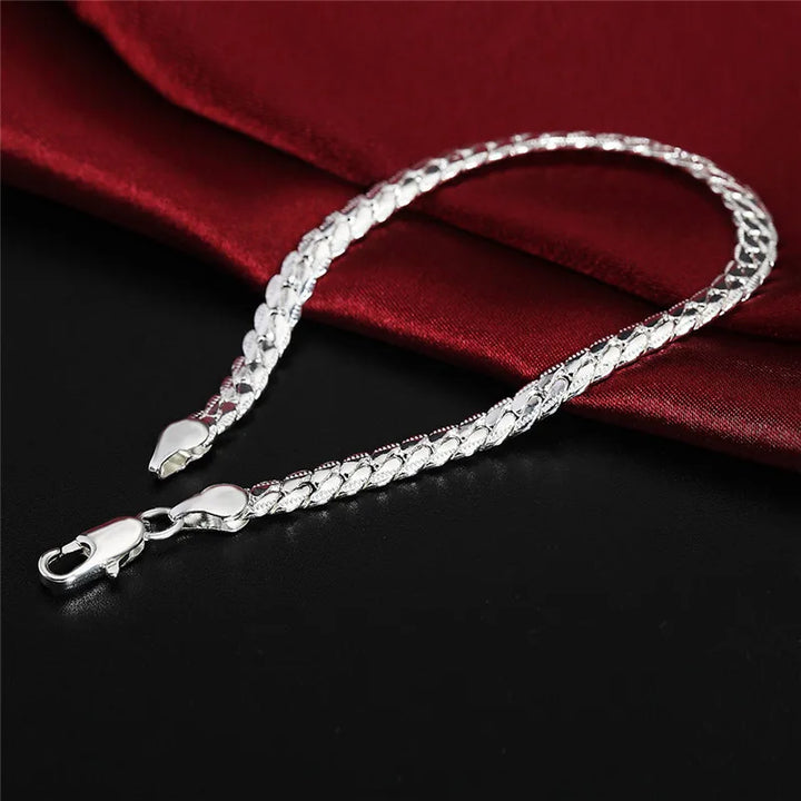 Sterling Silver Bracelet – 925 Flat Side Chain