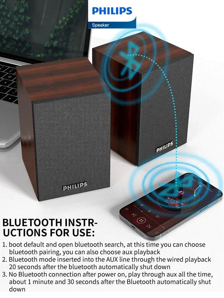 Philips SPA20 Speaker Bluetooth with 360 degree Surround Sound Bluetooth Wireless Stereo for Computer Macbook Laptop