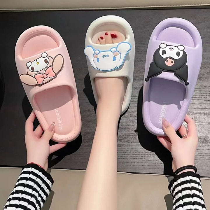 Sanrio Kuromi Cute Summer Kids Sandals Soft Slippers Indoor Outdoor Quick-Drying Cartoon Anime Sole Anti-Slip Girls Boys Gift