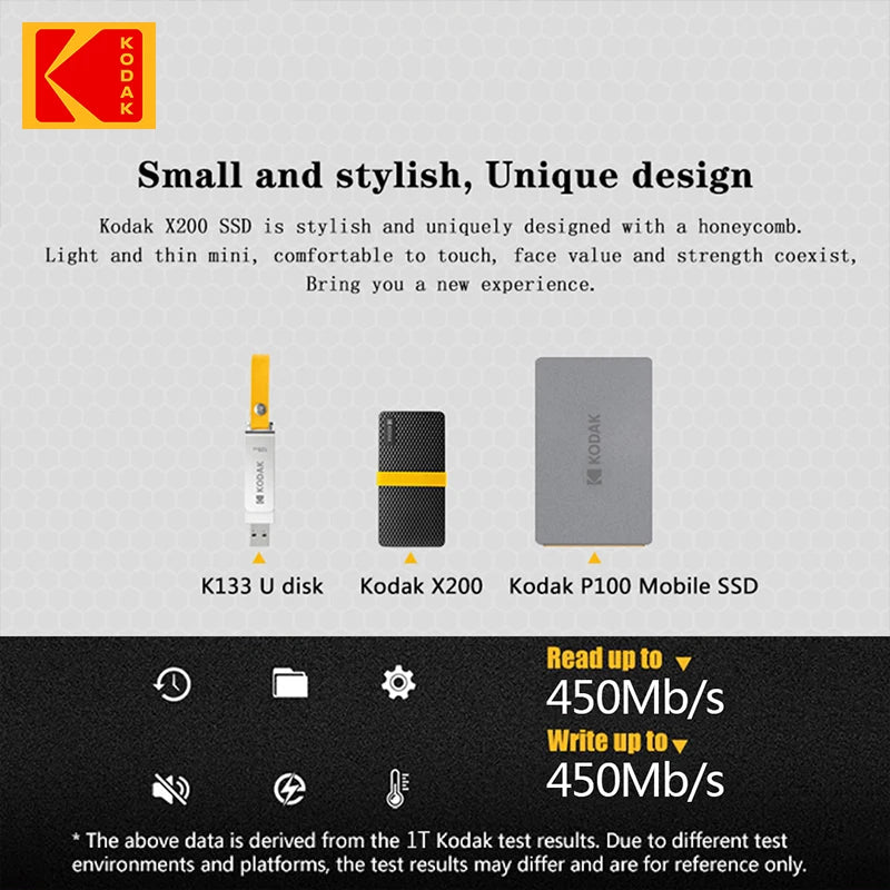 KODAK X200 External SSD Hard Drive HD Externo 1TB USB3.1 Mini Portable SSD 256B 512GB 1TB for Laptops Smartphone PS4 PC MAC TV