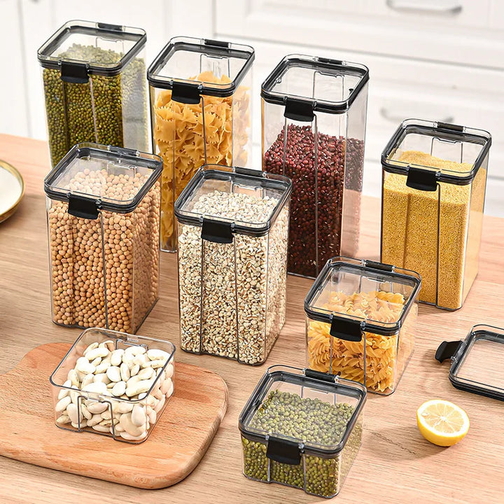 Sealed Can Kitchen Grain Storage And Organiser Large Can Plastic Moisture-proof Storage Box Household Seasoning Jar Storage Set