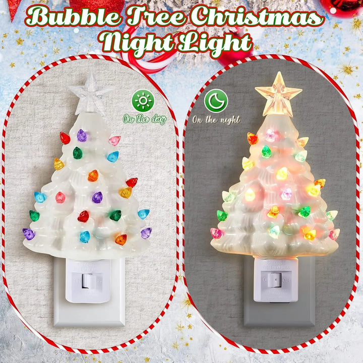 LED Christmas Tree Night Light US Plug For Home Bedroom Bedsides Decor Tree Wall Night Light Energy Efficient Decoration Lamp