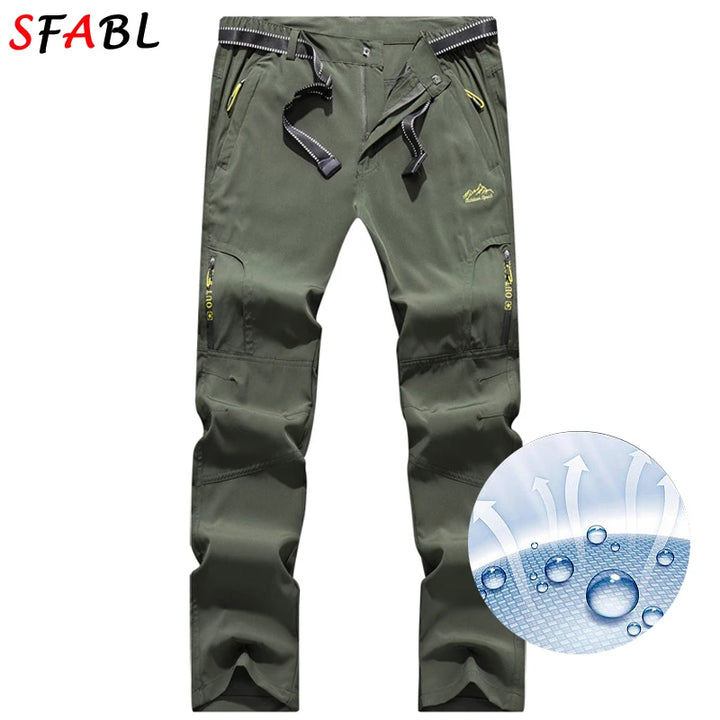 L-5XL Summer Men's Outdoor Hiking Pants Lightweight Quick Dry Fishing Jogging Camping Pants Men Travel Trousers Zipper Pockets