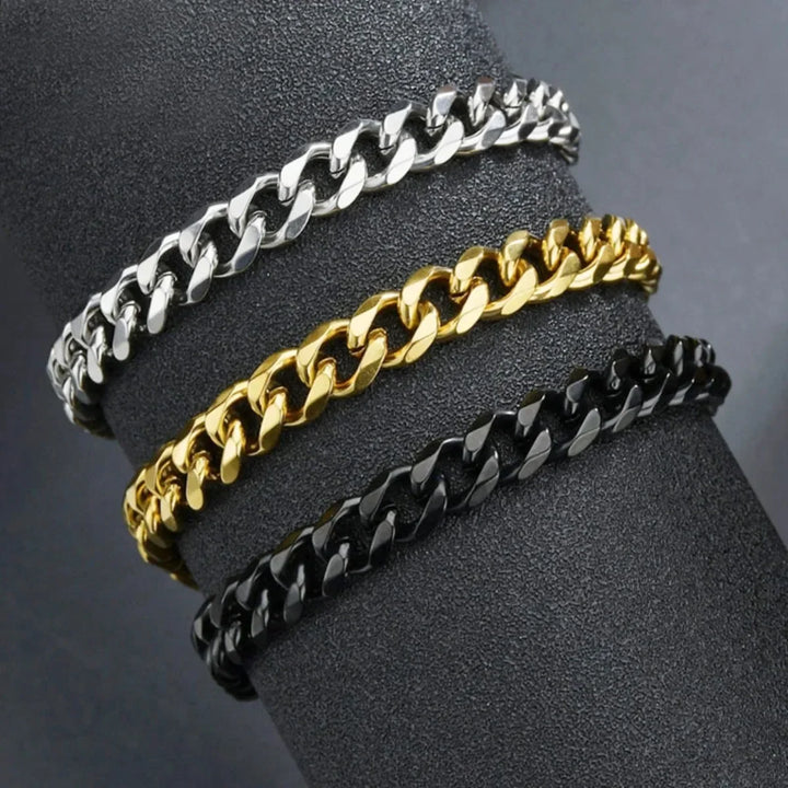 Fashion Stainless Steel Men Curb Cuban Chain Bracelets Women Bracelet on Hand for Couple Unisex Wrist Hand Jewelry