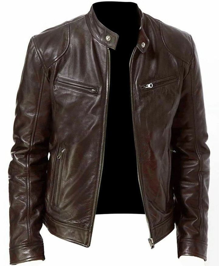 Men's Leather Jacket Bomber Motorcycle Biker Pu Leather Casual Loose Fit Faux Jacket For Men