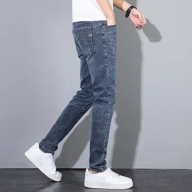 New 2023 Korean Street Harajuku Stretch Denim Jeans S Clothing Luxury Italian Embroidery BlueLuxury Clothing for Men Cool Pants