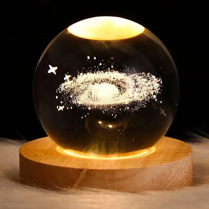 NEW 6cm 3D Crystal Lights Lamp Glowing Planetary Galaxy Night Crystal Ball Globe Bedside Light Home Decor Christmas Gift