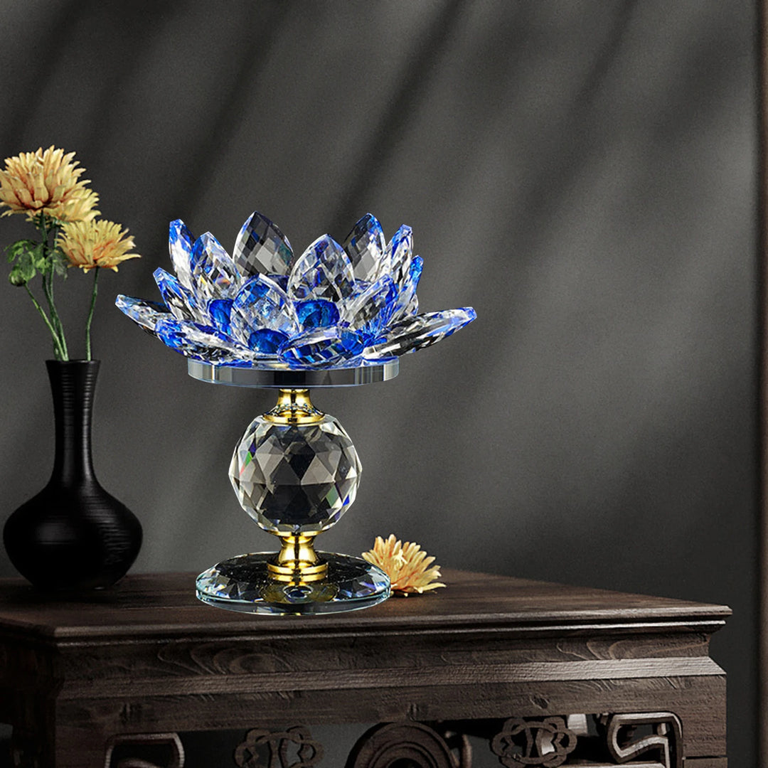 Clear Glass Lotus Tealight Holder – Elegant Candle Stand