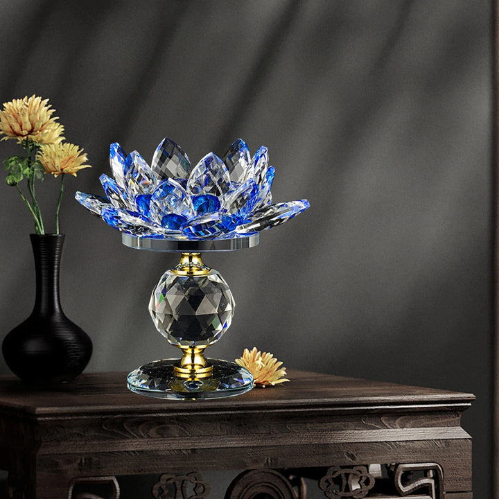 Clear Glass Lotus Tealight Holder – Elegant Candle Stand